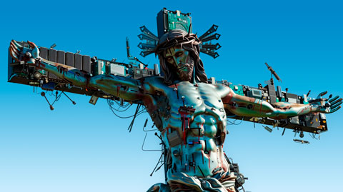 Upcycling - Jesus am Kreuz - alternative Ausstellung Skulpturen-Park-Malxe